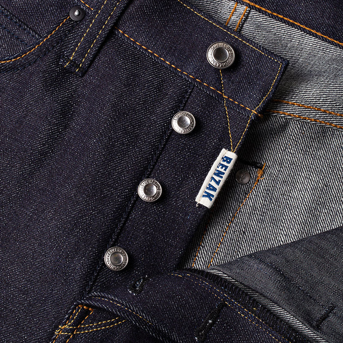 men's high waist tapered fit japanese selvedge denim jeans |indigo | made in japan | benzak BDD-711 special #1 low tension 14 oz. RHT | 4 button fly | four button fly