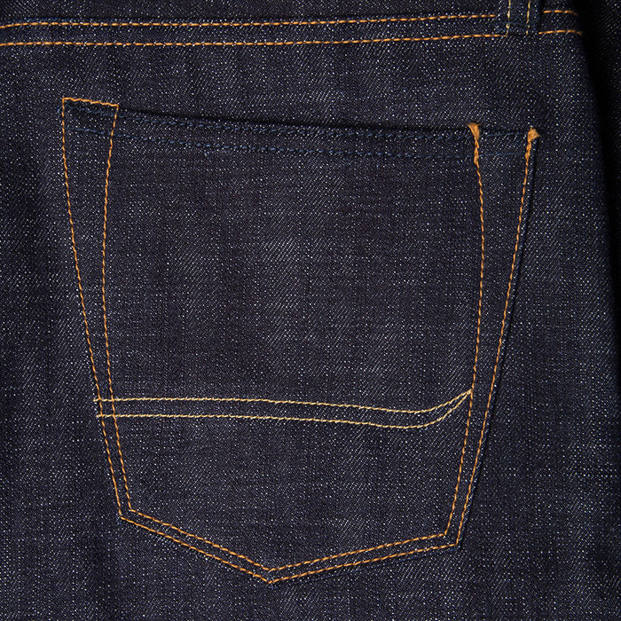 men's tapered fit japanese selvedge denim jeans | indigo | made in japan | benzak BDD-711 heavy slub 16 oz. RHT | back pocket arc