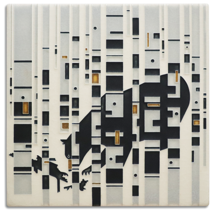 Bear in the Birches - 8x8 art tile