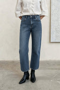 Petite Studio's Bentley Straight Cropped Jeans in Medium Blue