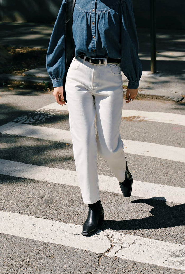 Petite Studio's Bentley Straight Cropped Jeans in White
