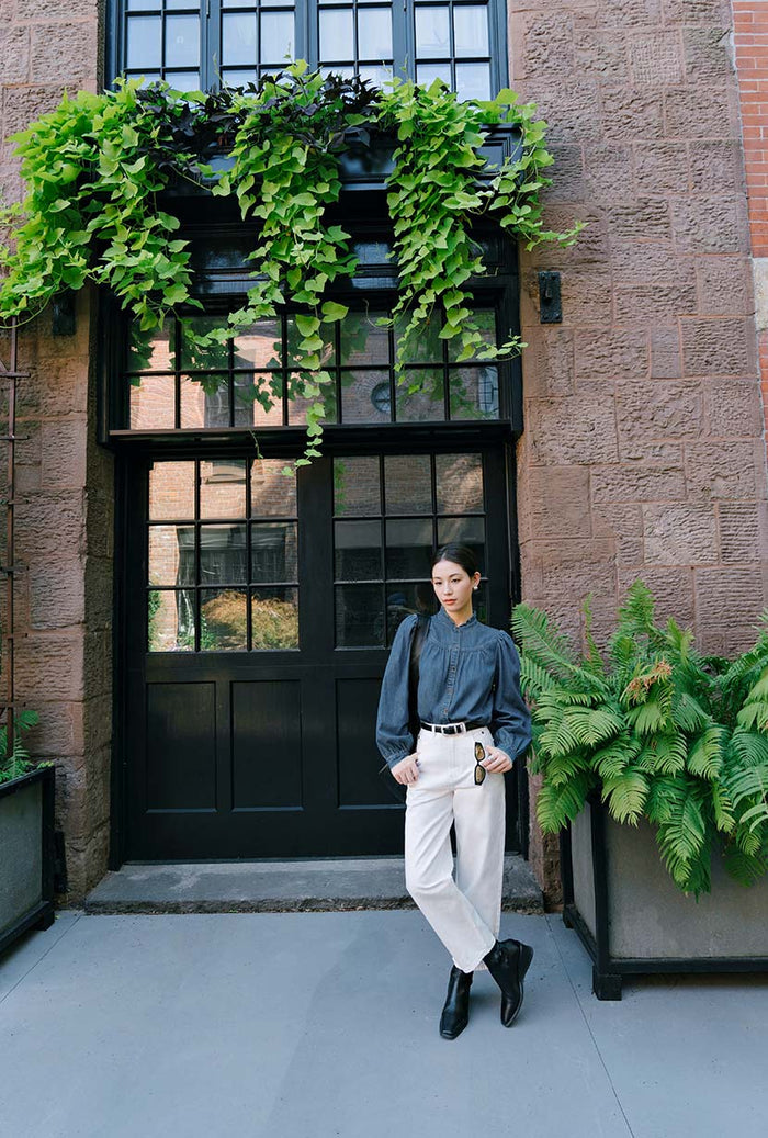 Petite Studio's Bentley Straight Cropped Jeans in White