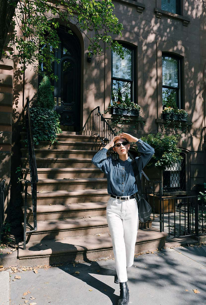 Petite Studio's Bentley Straight Cropped Jeans in White