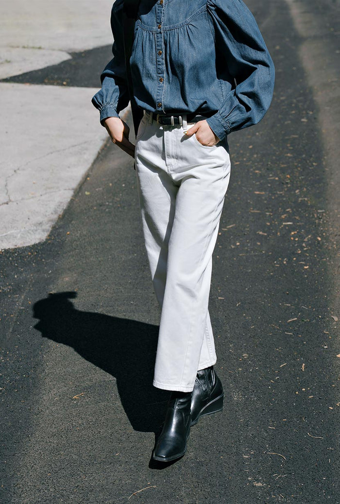 Petite Studio's Bentley Straight Cropped Jeans in White
