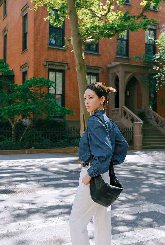 Petite Studio's Bethany Denim Blouse in Indigo