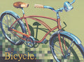 Bicycle Fine Art Print by Mary Bea McWatters of a painting of a brown bicycle on a green checkered background
