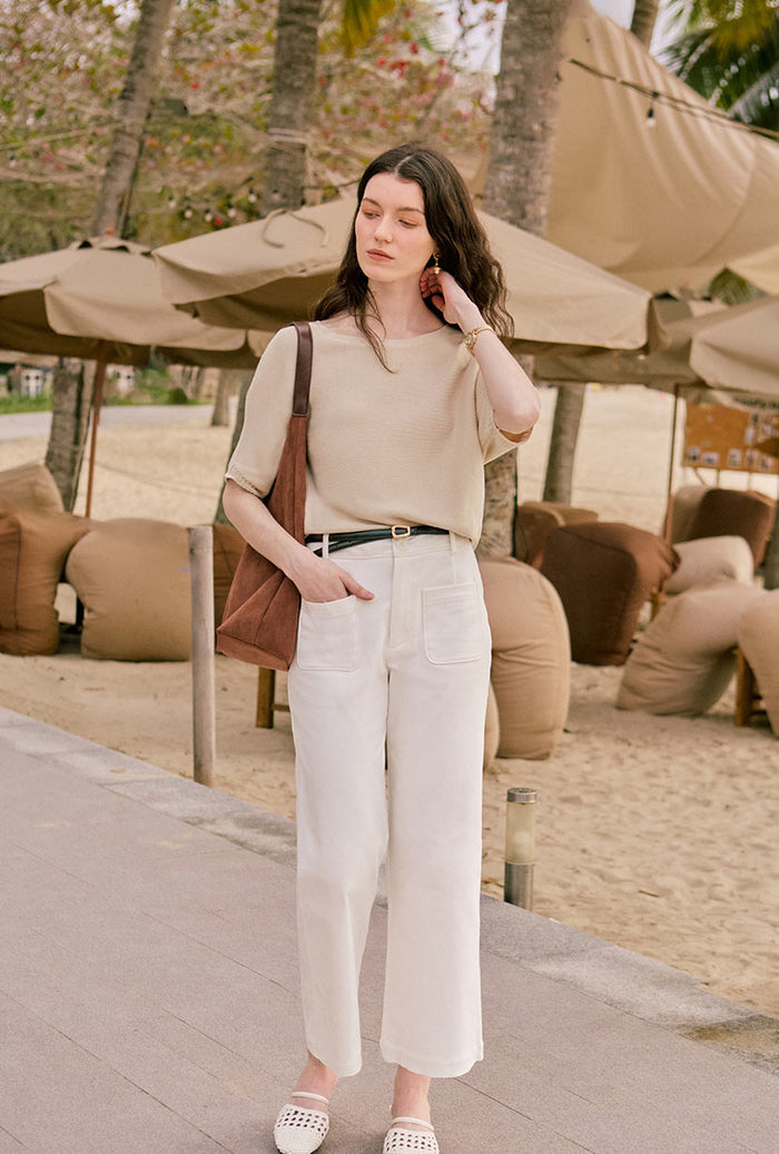 Petite Studio's Billy Denim Wide-Leg Pants in White