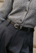 Petite Studio's Black and Silver Textured Leather Belt