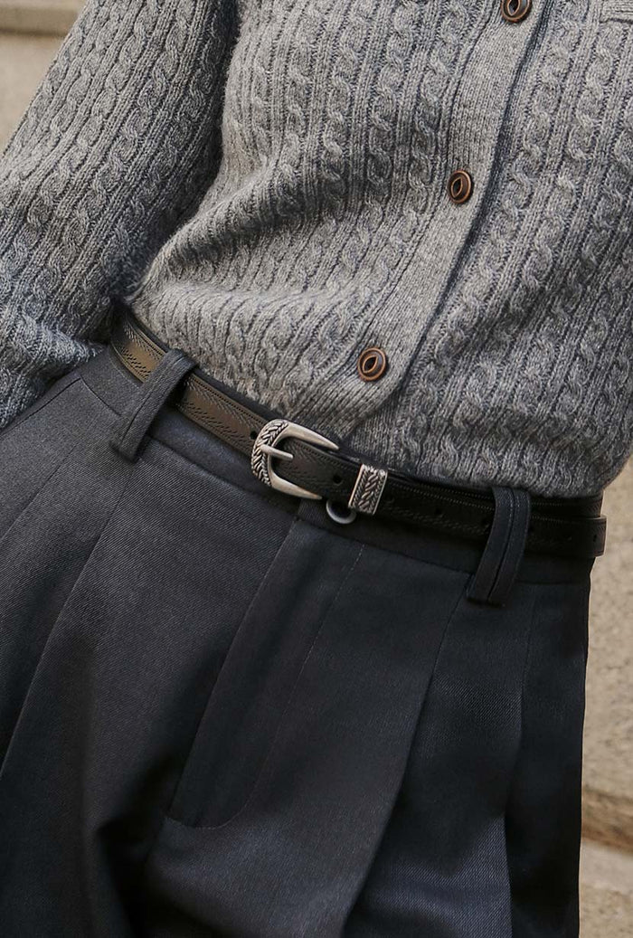 Petite Studio's Black and Silver Textured Leather Belt