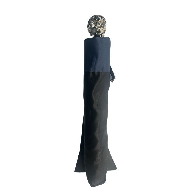 BLACK JEWELLED SKULL DESIGN HANDLE UMBRELLA