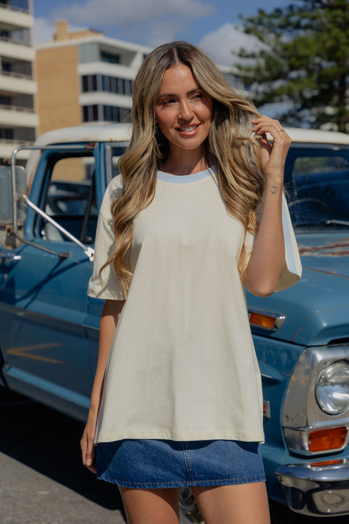 Blair Cotton Stripe Tee - Butter and Blue