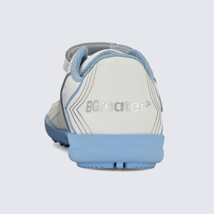 Kids Astro Turf Trainer in White Blue - back