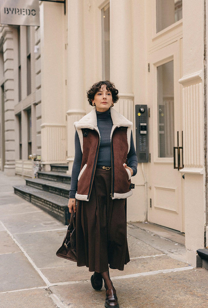Petite Studio's Blake Wool Blend Skirt in Chocolate