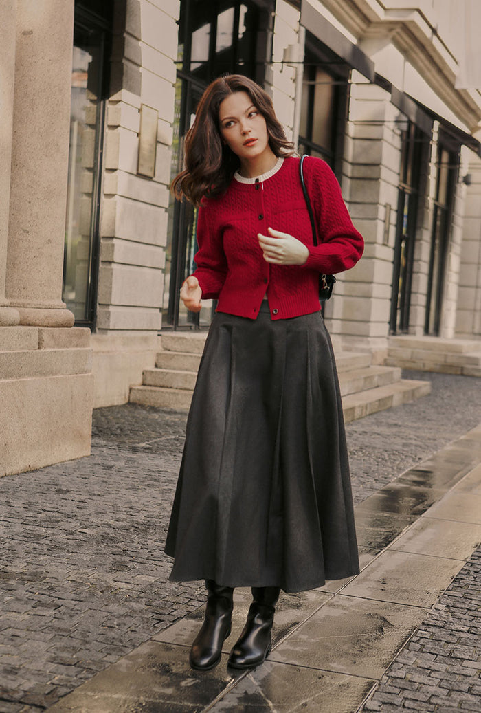Petite Studio's Blake Wool Blend Skirt in Grey