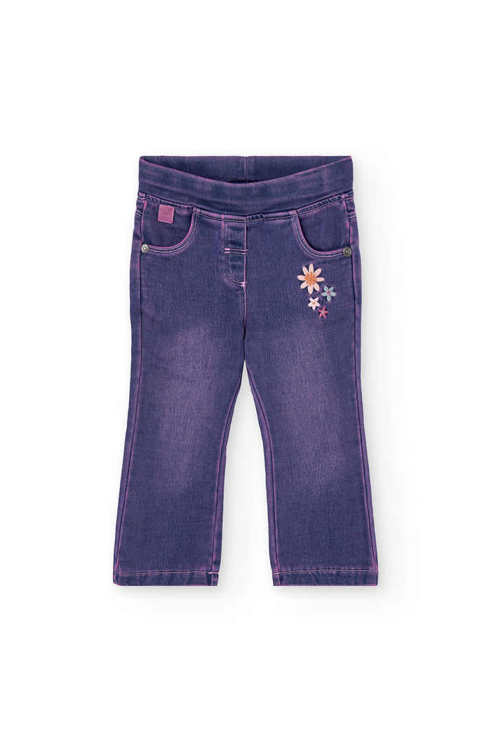 Blue Floral Denim Leggings