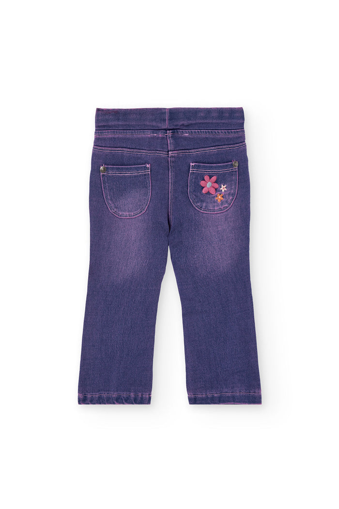 Blue Floral Denim Leggings
