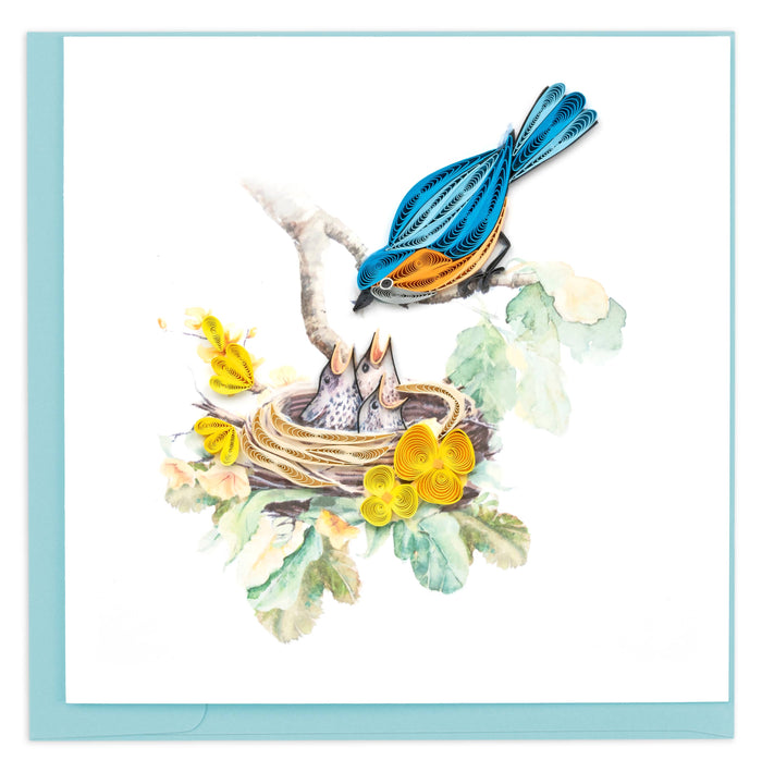 Bluebird & Babies Quilling Card