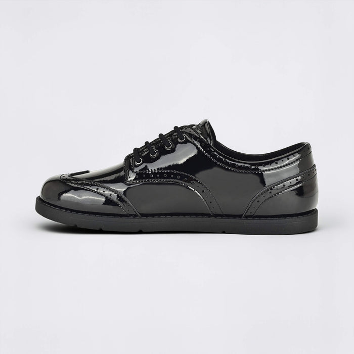 Girls Patent Black Barefoot School Shoe - inside