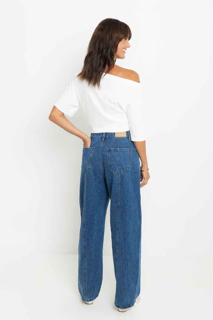 Bodhi Barrel Denim Jeans - Mid Blue Wash - The Self Styler Exclusive - The Self Styler