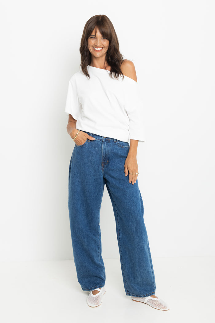 Bodhi Barrel Denim Jeans - Mid Blue Wash - The Self Styler Exclusive - The Self Styler