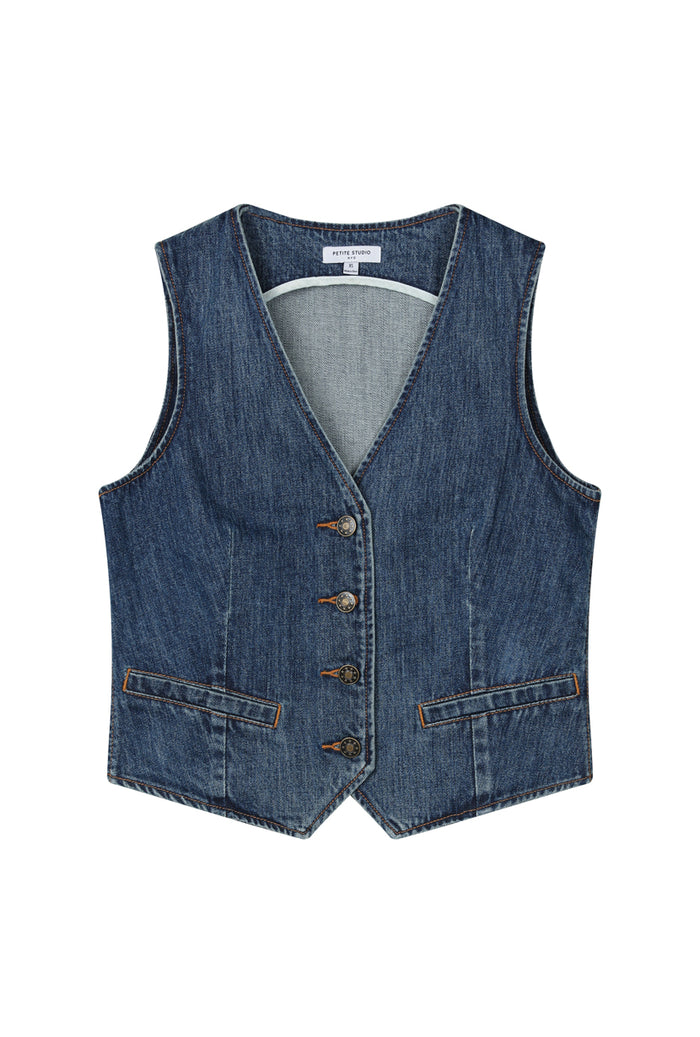 Petite Studio's Bridgett Vest in Denim