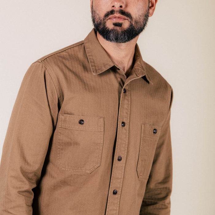 BWS-02 UTILITY SHIRT 8 oz. brown herringbone