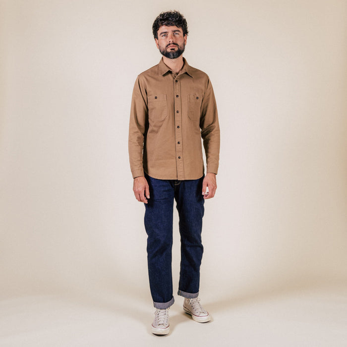 BWS-02 UTILITY SHIRT 8 oz. brown herringbone