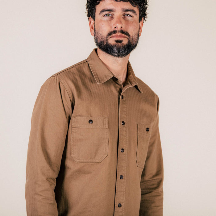 BWS-02 UTILITY SHIRT 8 oz. brown herringbone