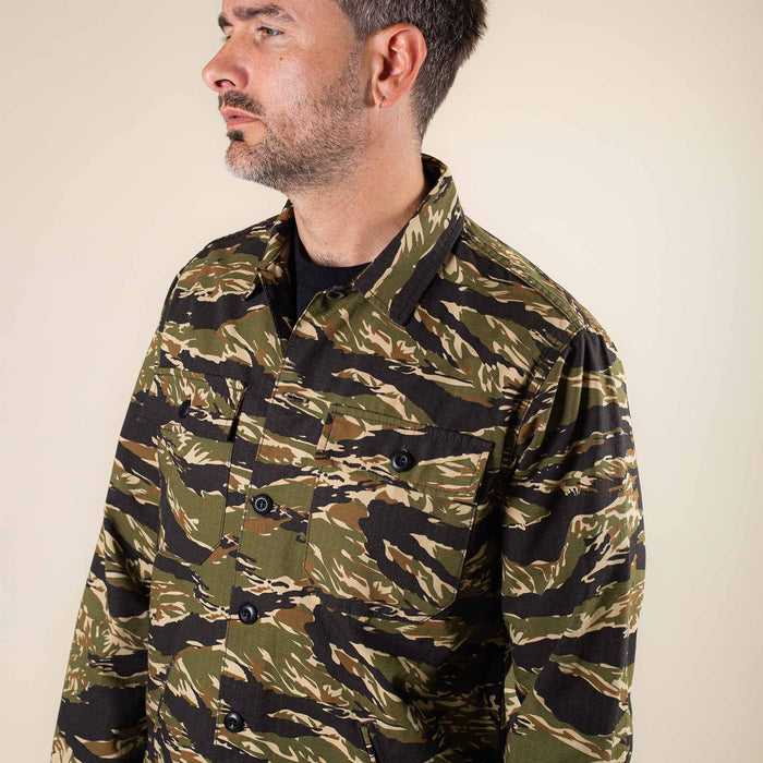 BWS-03 MILITARY OVERSHIRT 8 oz. tiger camo ripstop
