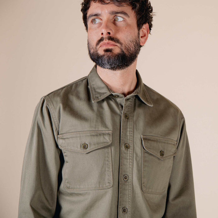 BWS-04 SCOUT OVERSHIRT 9.5 oz. olive green military sateen
