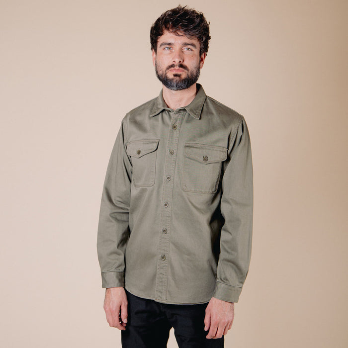 BWS-04 SCOUT OVERSHIRT 9.5 oz. olive green military sateen