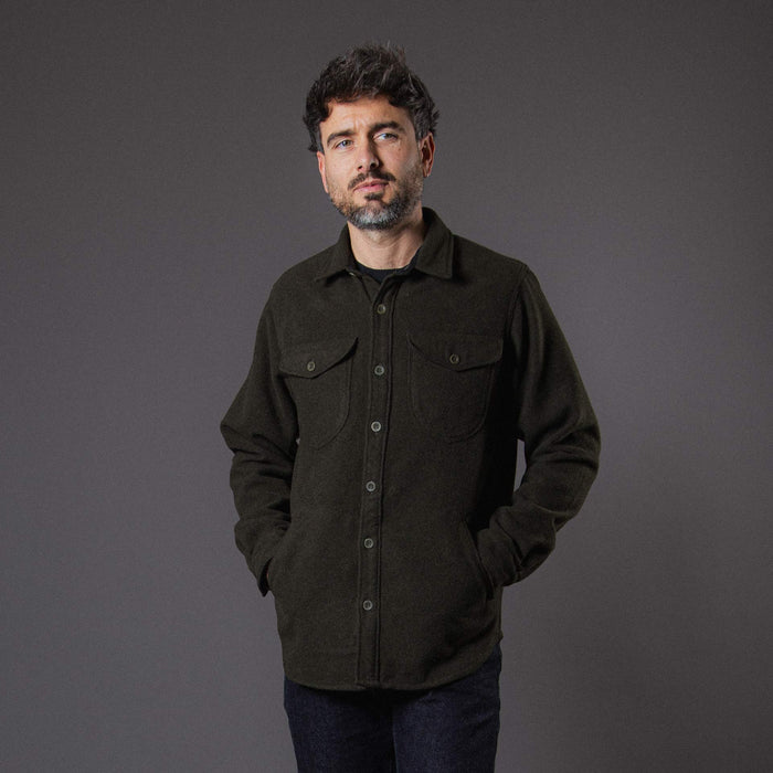 BWS-05 CPO OVERSHIRT 14 oz. forest green wool mosser
