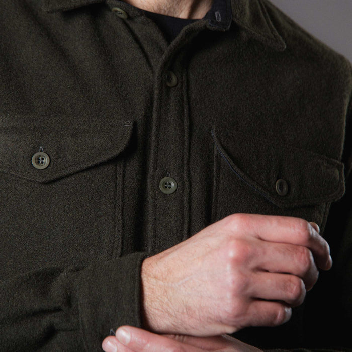 BWS-05 CPO OVERSHIRT 14 oz. forest green wool mosser