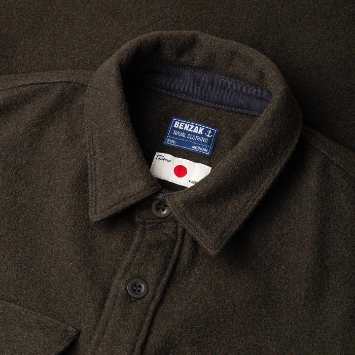 BWS-05 CPO OVERSHIRT 14 oz. forest green wool mosser