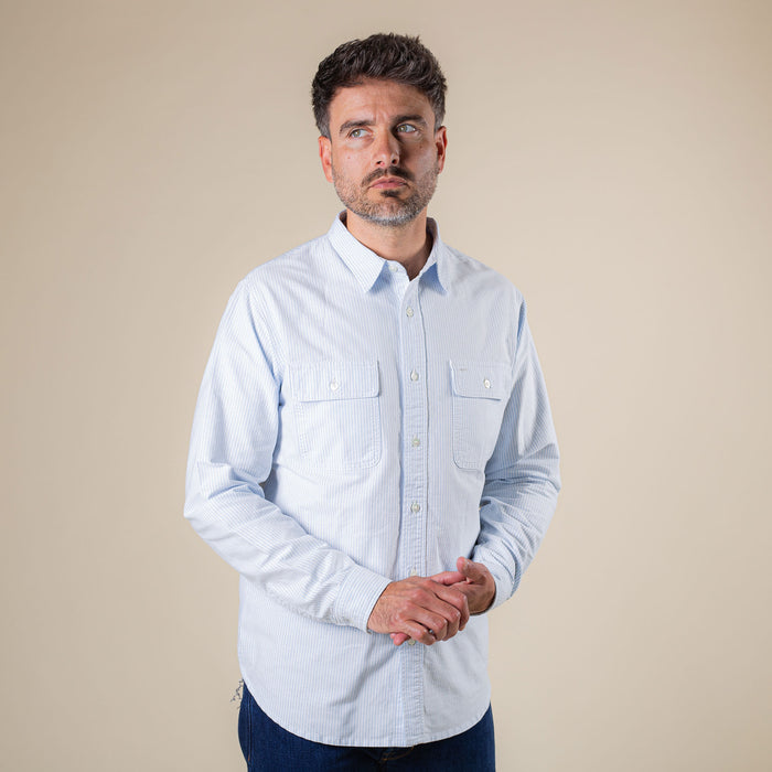 BWS-06 WORKER SHIRT 6 oz. blue & white striped oxford