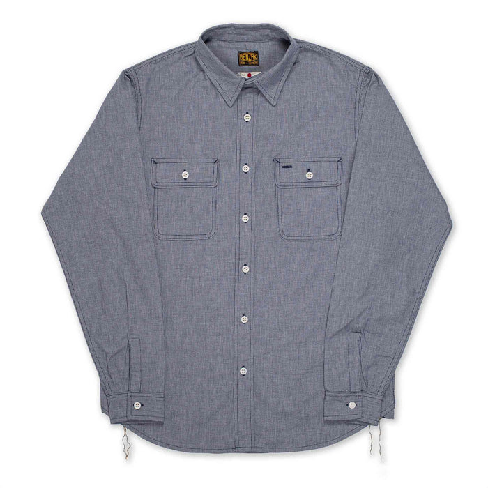 BWS-06 WORKER SHIRT 6 oz. navy houndstooth