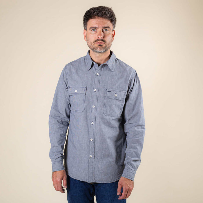 BWS-06 WORKER SHIRT 6 oz. navy houndstooth