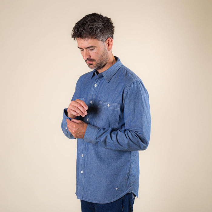 BWS-07 SERVICEMAN SHIRT 5 oz. mid indigo chambray