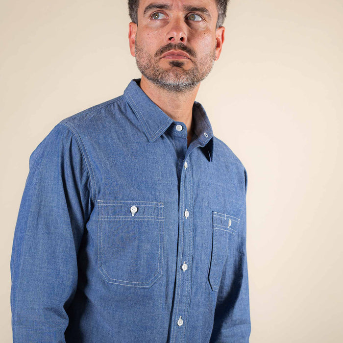 BWS-07 SERVICEMAN SHIRT 5 oz. mid indigo chambray