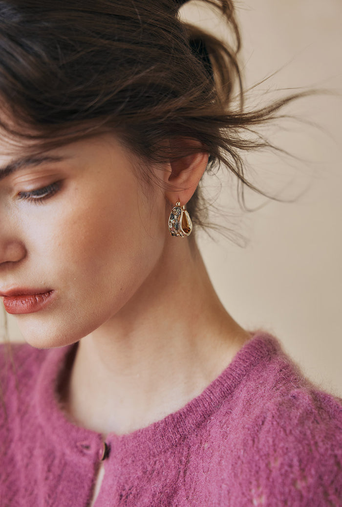 Petite Studio's Calidore Inlaid Abalone Shell Hoop Earrings