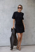 Calla Ruched Mini Dress - Black