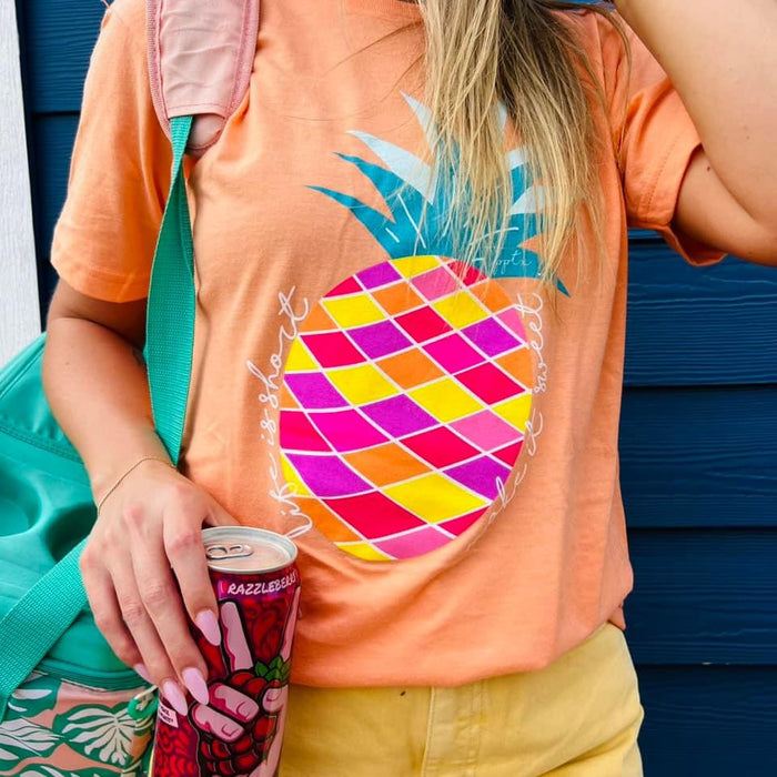 Cantaloupe {MAKE IT SWEET} Colorful Pineapple Crew Neck Tee
