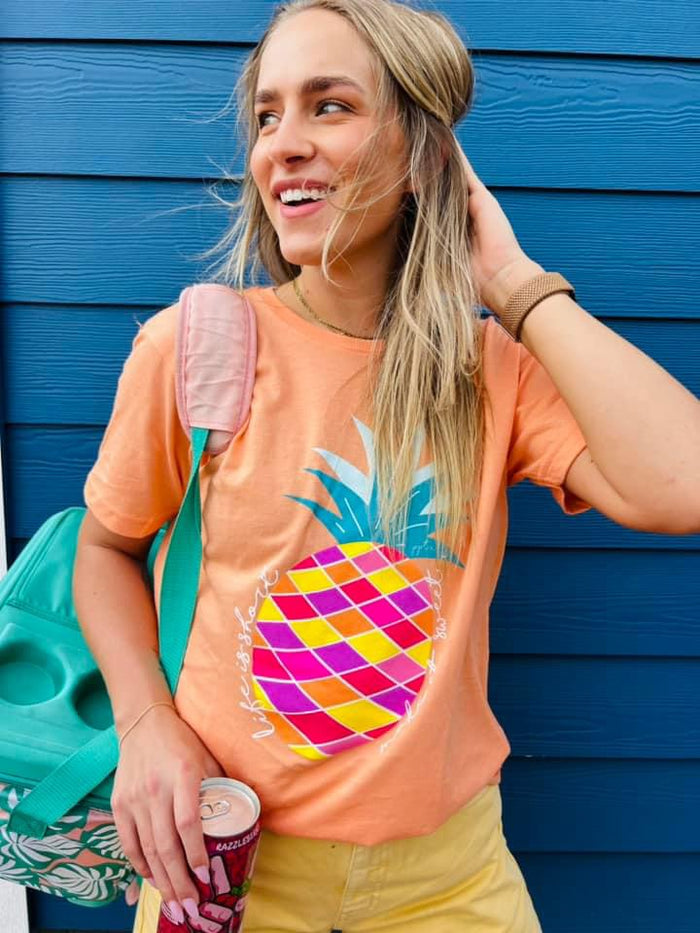 Cantaloupe {MAKE IT SWEET} Colorful Pineapple Crew Neck Tee