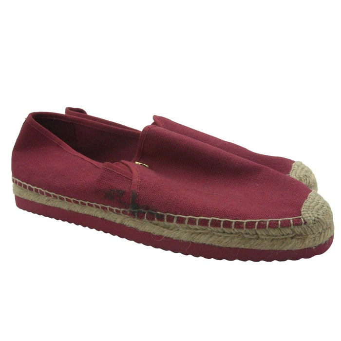 Michael Kors women's red burgundy canvas espadrille slip-on loafers, size 9M, showcasing comfortable flat footwear style.