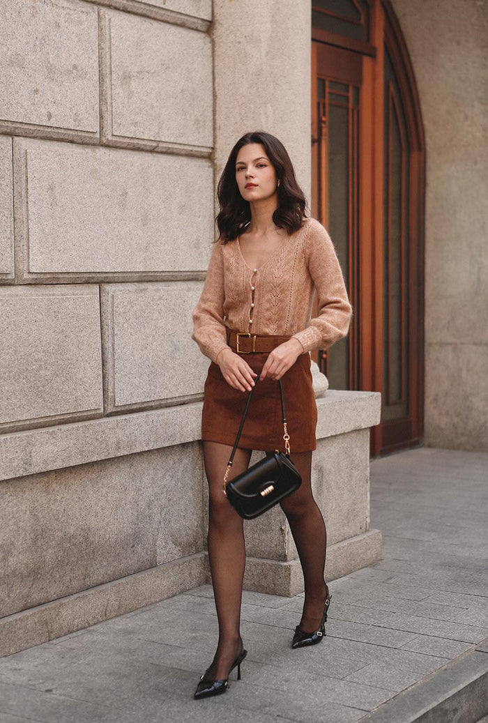 Petite Studio's Carissa Mohair Cardigan in Camel