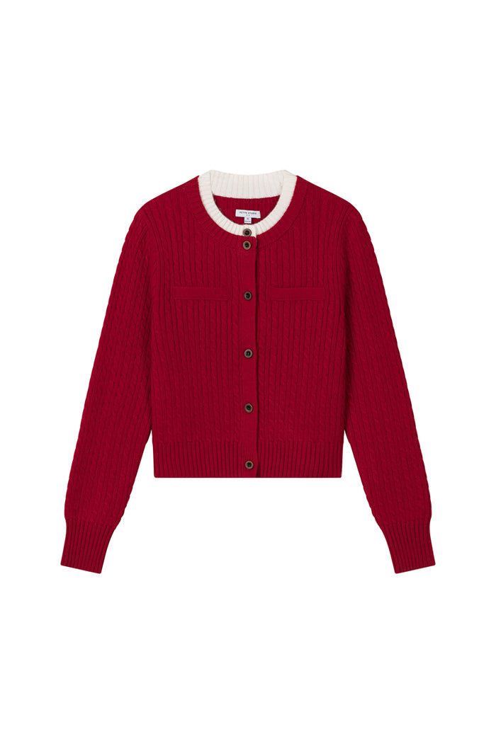 Petite Studio's Carmina Wool Cardigan in Red