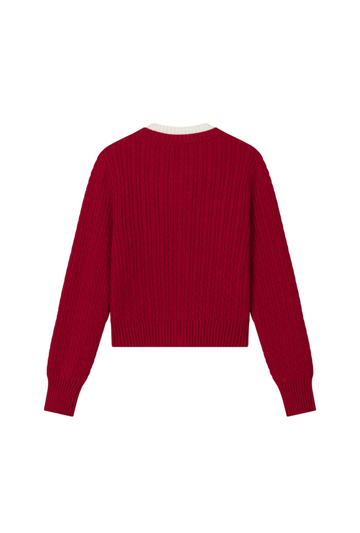 Petite Studio's Carmina Wool Cardigan in Red