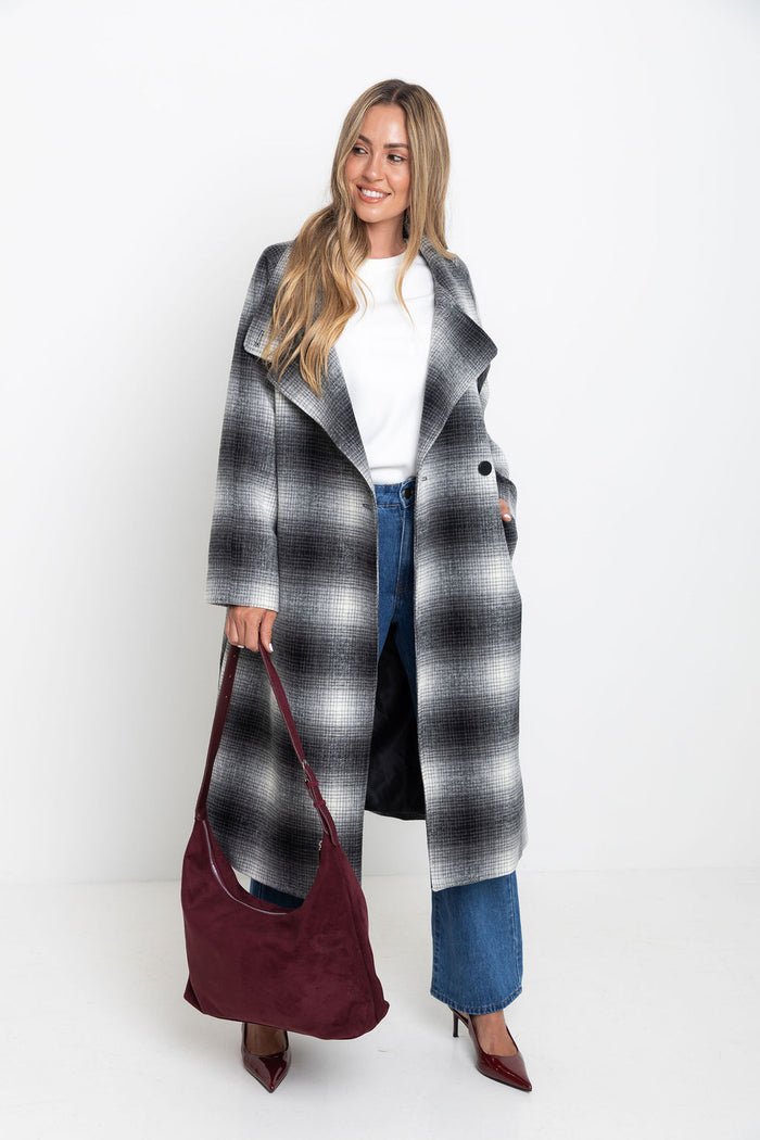Carter Longline Coat  - Black and White - The Self Styler