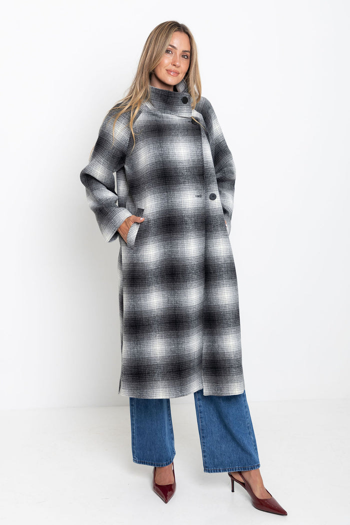 Carter Longline Coat  - Black and White - The Self Styler