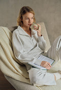 Petite Studio's Cassie Cotton Sweat Pullover in Heather White